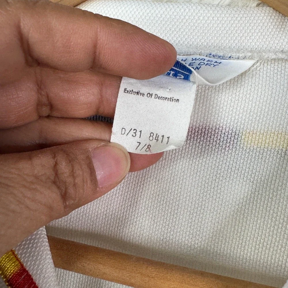 Sears VTG Smocked dress‎ tunic Girls 7/8 White Rainbow Butterfly Retro Kidcore